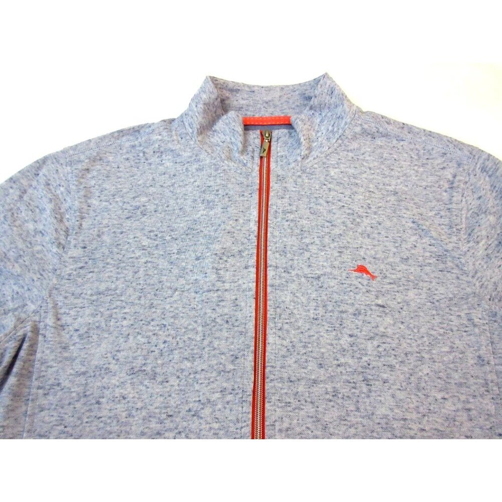 Tommy Bahama Men's Full Zip Mock Neck Track Jacket Heather Blue Marlin NWT - Picture 2 of 9